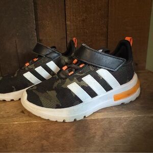 Adidas Black and Orange Sneakers with Velcro Strap
